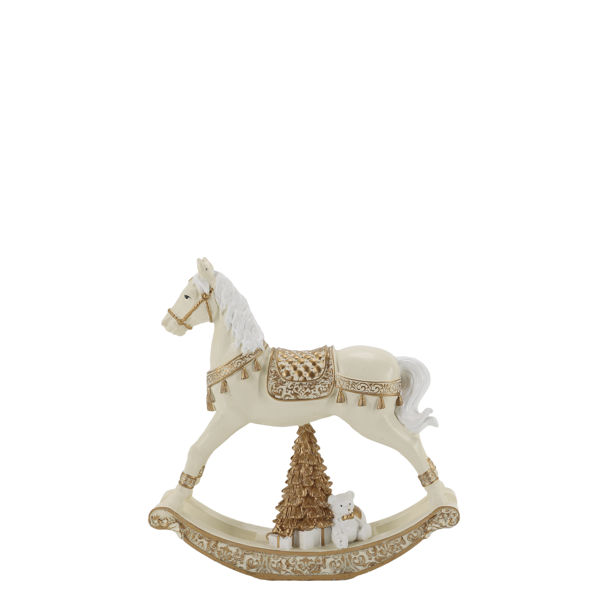 Noël Schaukelpferd mit Geschenken