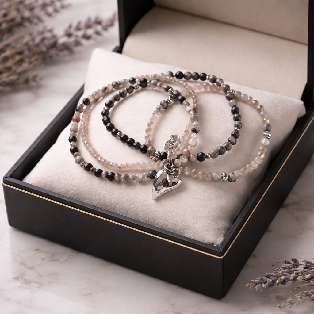 4fach-Armband grauer Achat